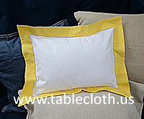 Baby Hemstitch Pillow Sham 12x16. White Aspen Gold border
